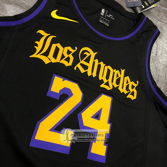 Camiseta Los Angeles Lakers Kobe Bryant NO 24 Ciudad 2019-20 Negro